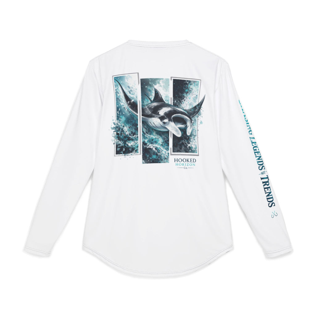 Manta Ray Hooked Horizon Co — Men's Long Sleeve UV Shirt — Chasing Legends Not Trends Orca Ocean Graphic Performance Tee