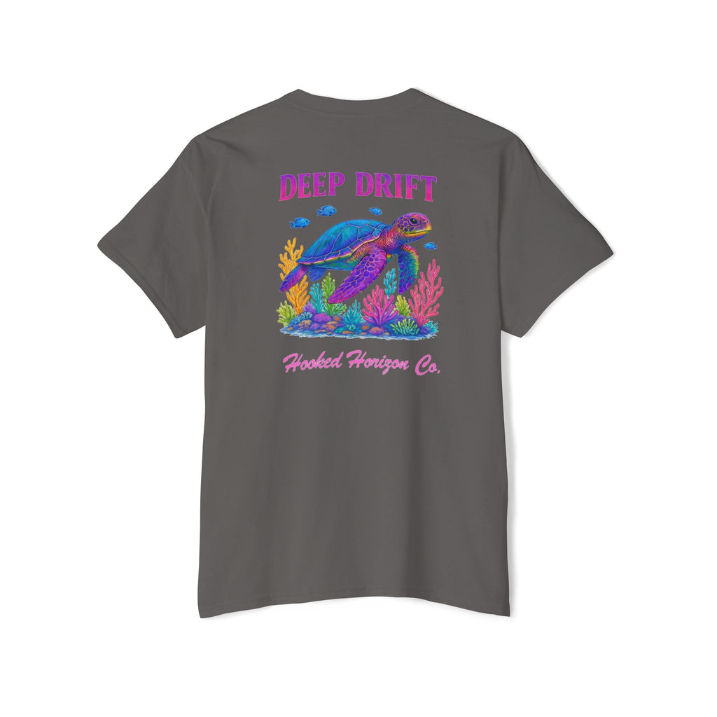 Turtle Deep Drift Hooked HorizonCo.  Tee- Perfect for Angler and Fishing Gifts, For him, For Her Unisex Cotton T-Shirt for Fishing & Wildlife Enthusiasts, Ocean Lovers