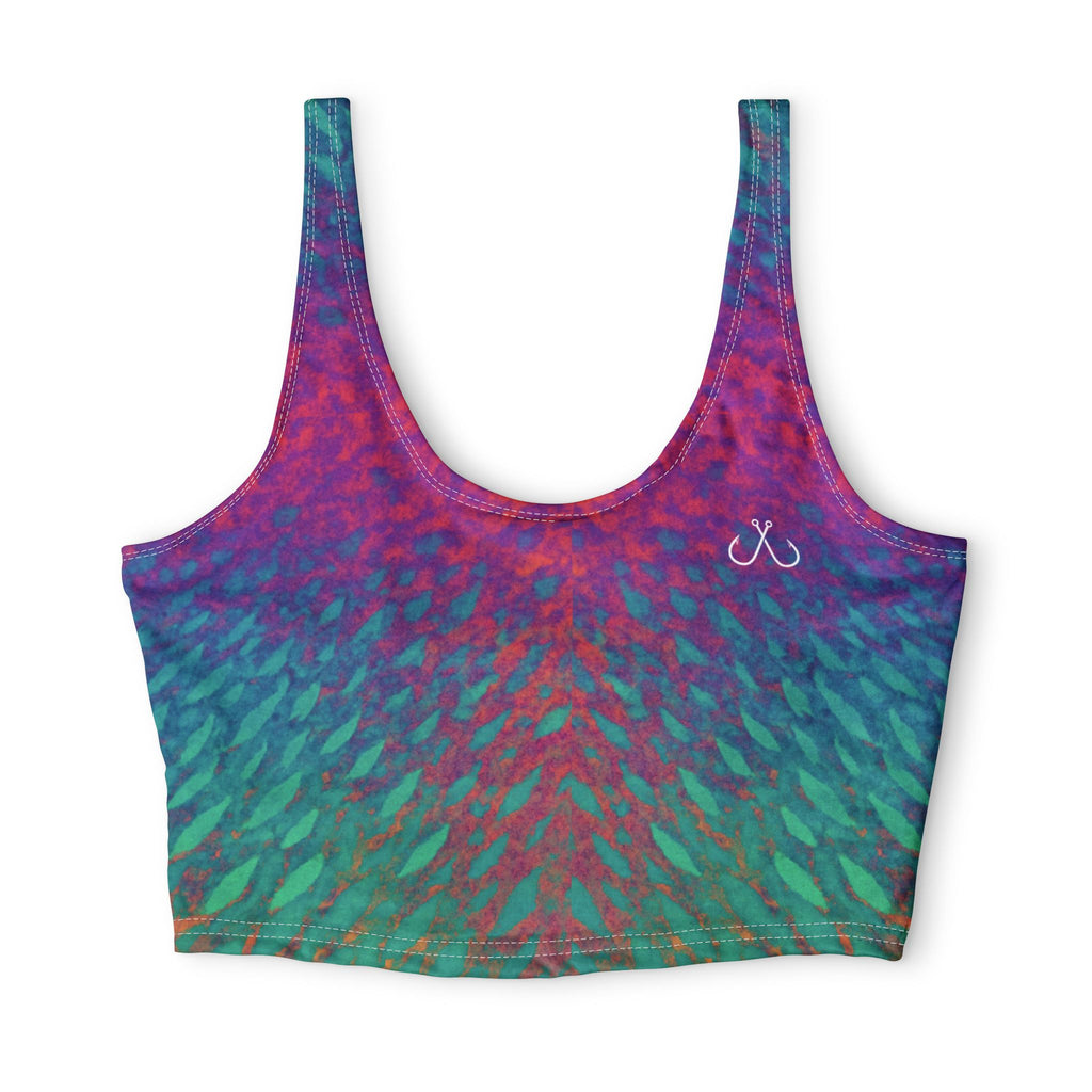 Rainbow Parrot Fish Deep Drift Hooked Horizon Co. Stylish Sports Bra for Active Women, Workout Top, Gym Essential, Fitness Apparel, Athleisure Wear, Yoga Gear