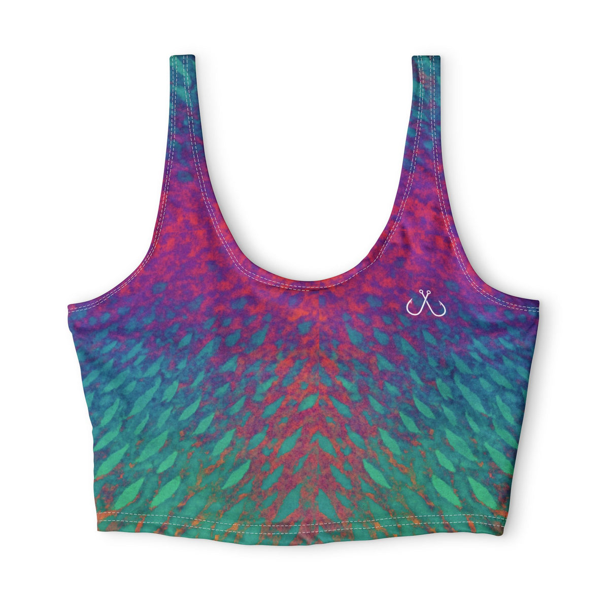 Rainbow Parrot Fish Deep Drift Hooked Horizon Co. Stylish Sports Bra for Active Women, Workout Top, Gym Essential, Fitness Apparel, Athleisure Wear, Yoga Gear