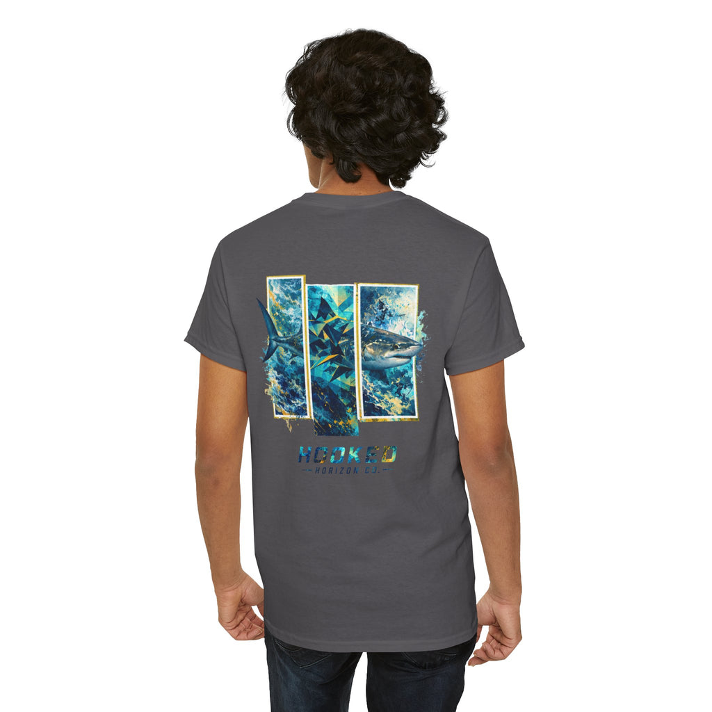 Bull Shark Hooked Horizon Co Tee—Ocean Graphic Tee — "Beloved" Ray Design