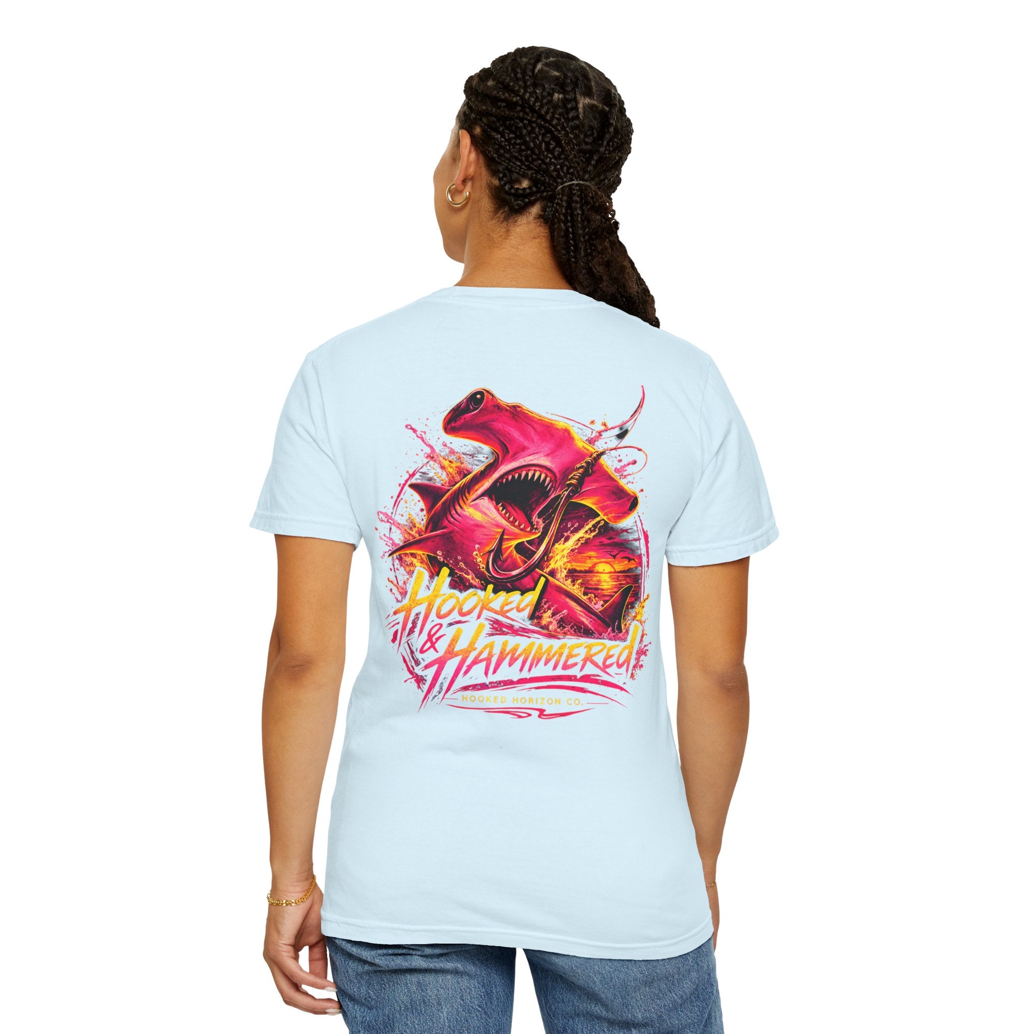 Hooked & Hammered Fishing T-shirt, Hooked Horizon Co, Angler Gifts, Shark Lovers