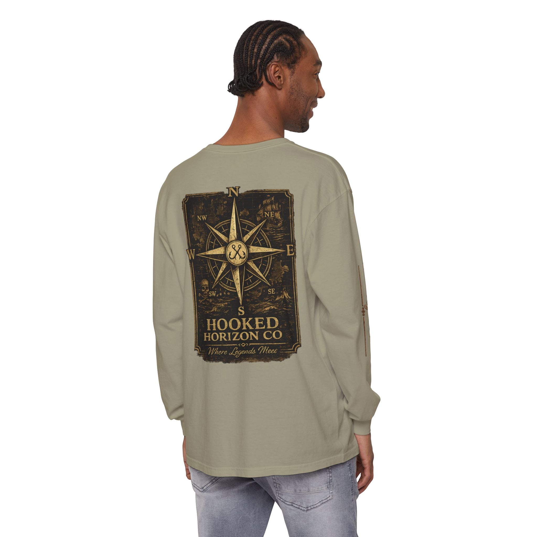 Compass Long Sleeve T-Shirt, Ocean Adventure Apparel, Boat Trip Shirt, Coastal Style, Gift for Fishermen