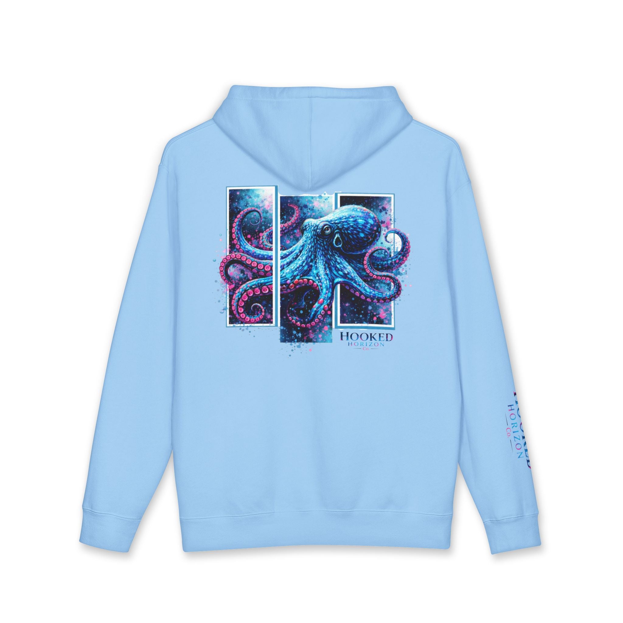 Octopus Hoodie Hooked Horizon Co. — Fishing Back Graphic Hoodie, Multiple Color Variations