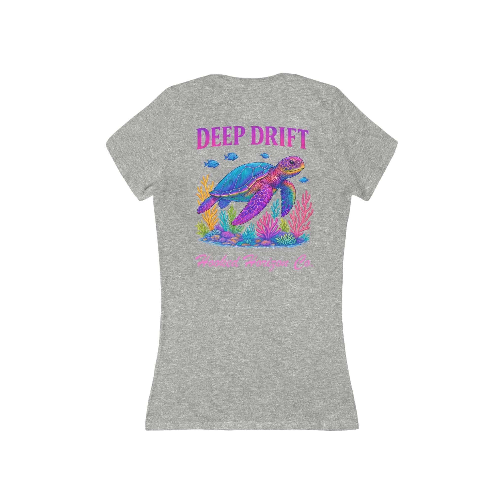 Turtle Deep Drift Women's V-Neck Tee - Casual Style, Gift for Beach Lovers, Summer Wear, Travel Outfit, Comfortable Tee