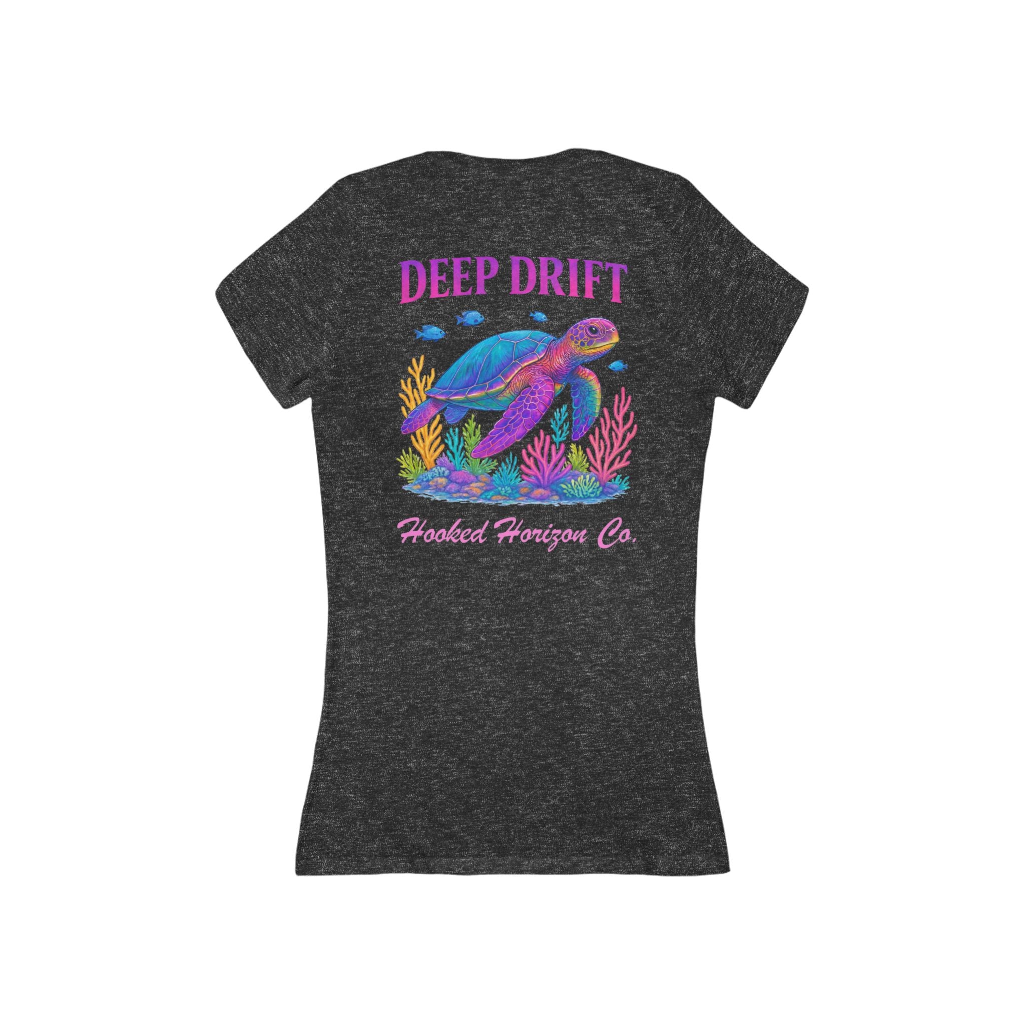 Turtle Deep Drift Women's V-Neck Tee - Casual Style, Gift for Beach Lovers, Summer Wear, Travel Outfit, Comfortable Tee