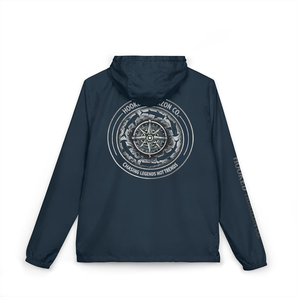Chasing Legends Not Trends Compass Graphic Windbreaker Jacket — Nautical Adventure Hooded Windbreaker