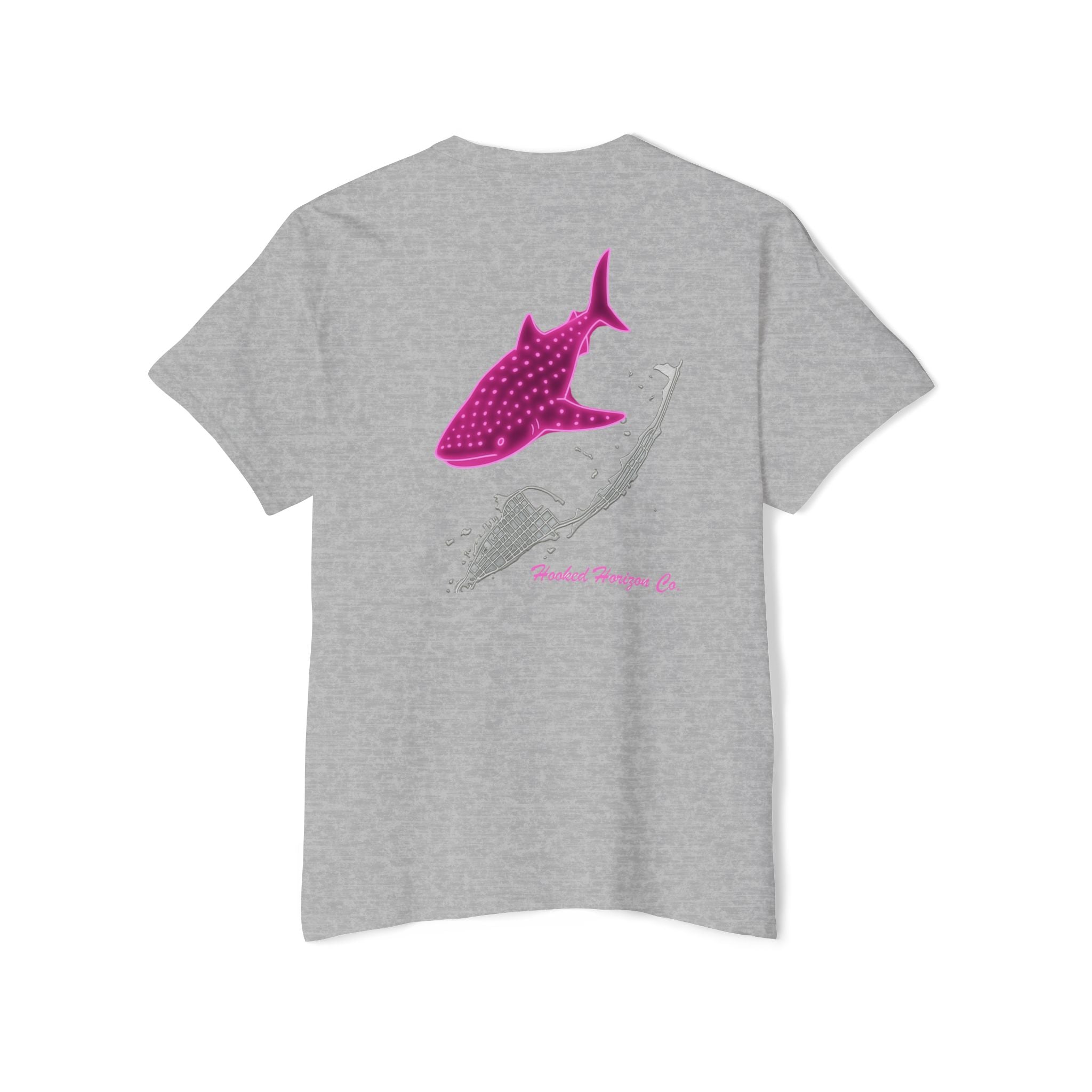 Neon Whale Shark Deep Drift Hooked HorizonCo.  Tee- Perfect for Angler and Fishing Gifts, For him, For Her Unisex Cotton T-Shirt for Fishing & Wildlife Enthusiasts, Ocean Lovers