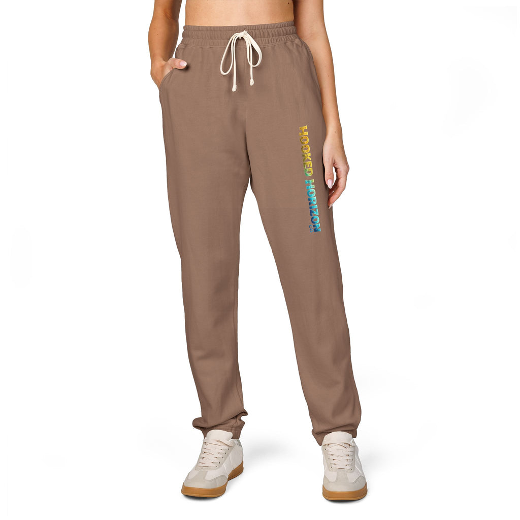 Gold & Blue Hooked Horizon Co. Embroidered Fleece Sweatpants | Cozy Loungewear, Gifts for Everyone, Comfortable Joggers, Relaxed Fit Sweatpants, God is Love, Unisex Fashion
