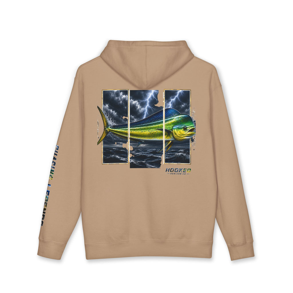 Mahi Mahi Hoodie Hooked Horizon Co. — Fishing Back Graphic Hoodie, Multiple Color Variations