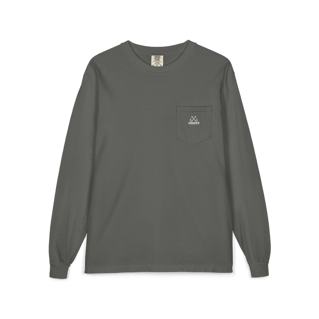 USA Manta Ray Hooked Horizon Co.  Classic Logo Unisex Long Sleeve Pocket T-Shirt