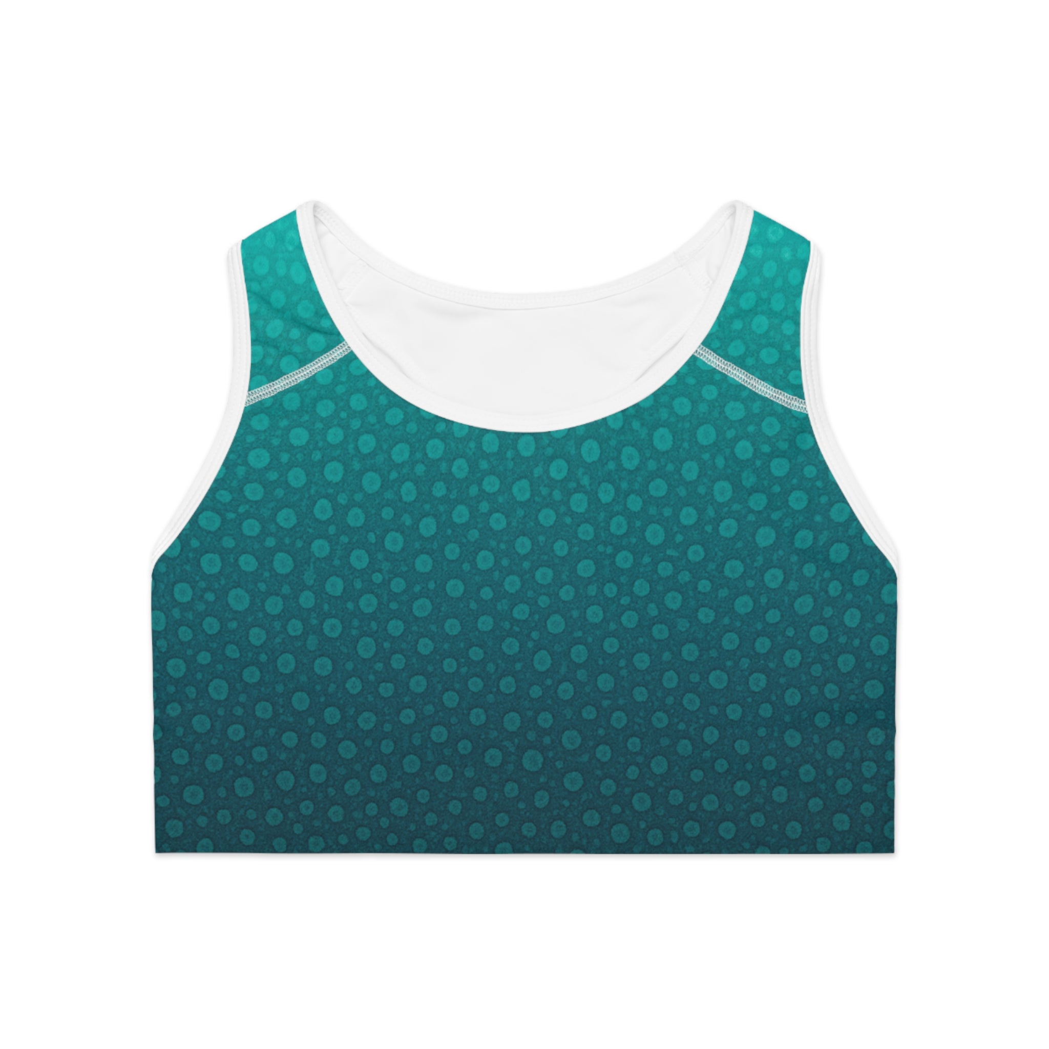 Teal Spotted Deep Drift Hooked Horizon Co. Stylish Sports Bra for Active Women, Workout Top, Gym Essential, Fitness Apparel, Athleisure Wear, Yoga Gear