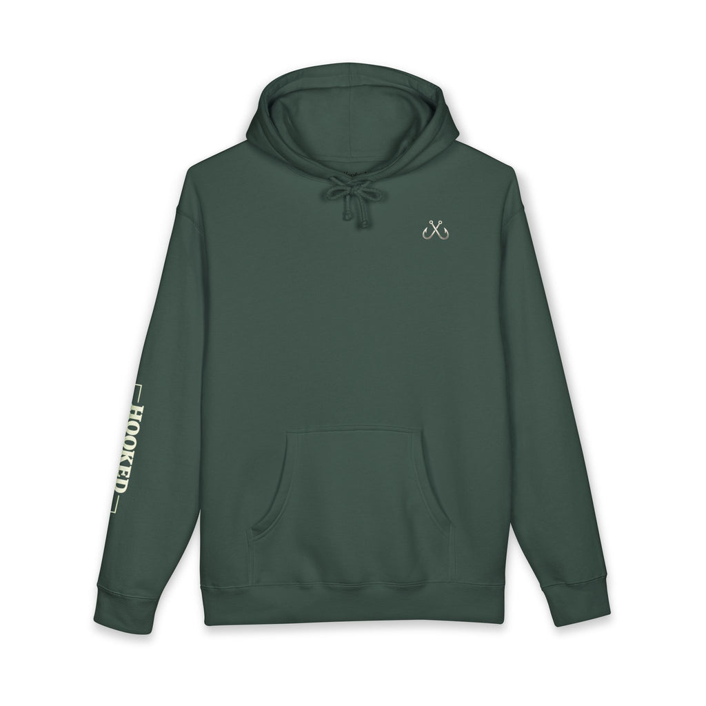 Sea Otter & Sunset Hoodie Hooked Horizon Co. — Minimal Fishing Back Graphic Hoodie, Multiple Color Variations