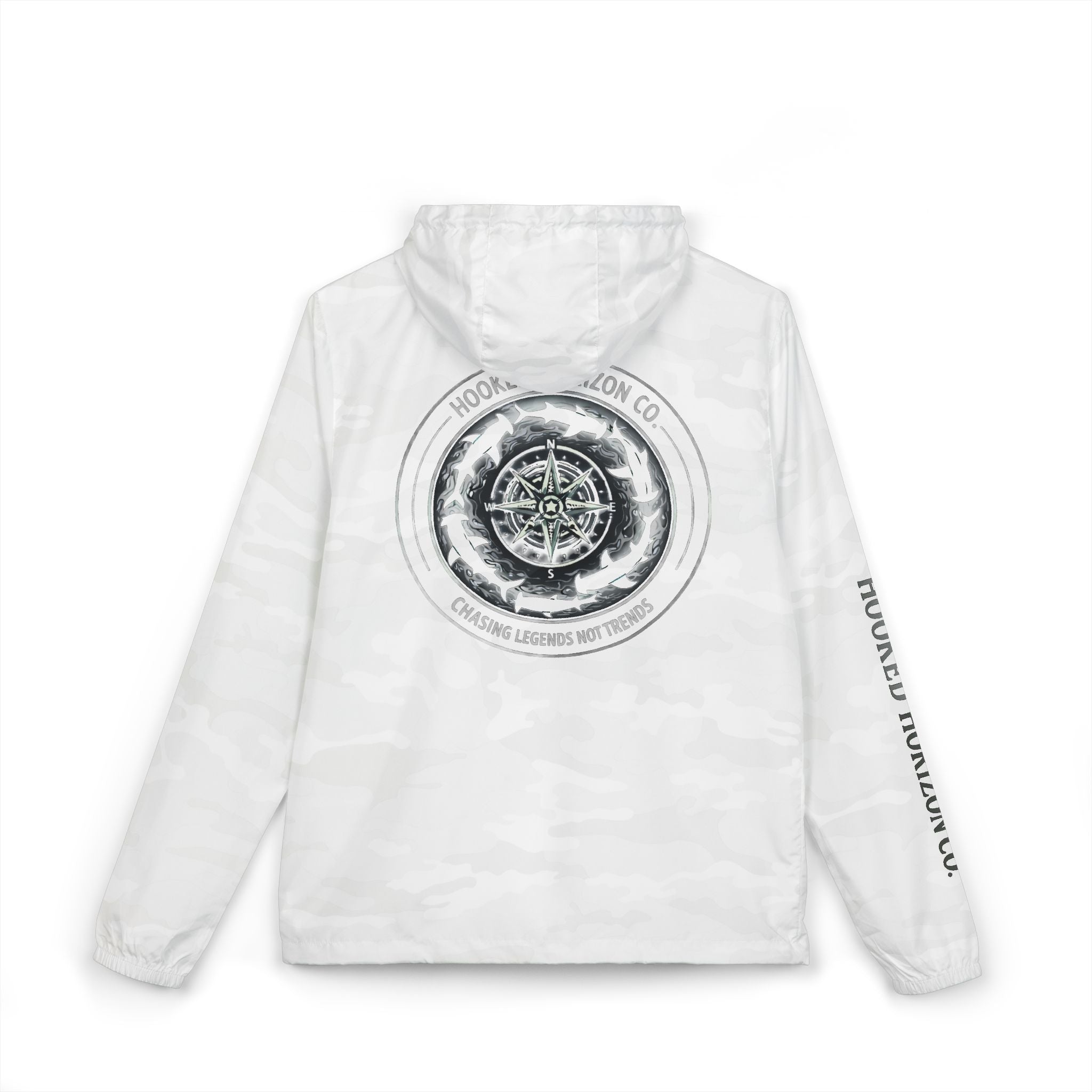 Chasing Legends Not Trends Compass Graphic Windbreaker Jacket — Nautical Adventure Hooded Windbreaker
