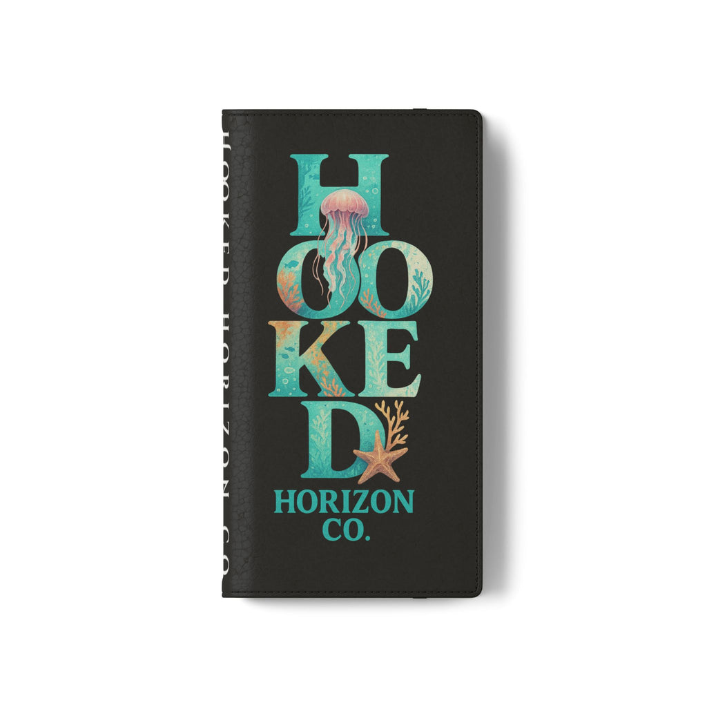 Turtle Hooked Horizon Co Flip Phone Case — Turquoise Water Pattern Wallet Cover