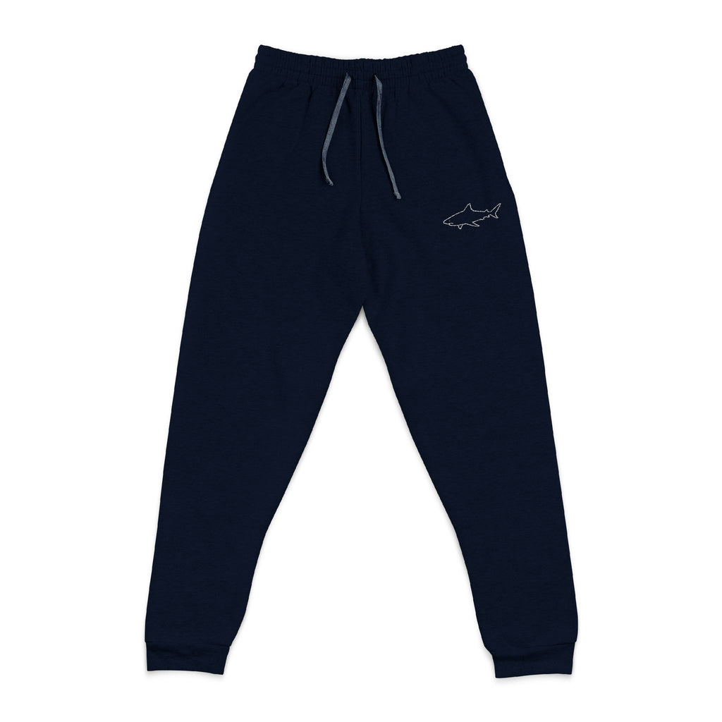 Shark Embroidered 'Bone Daddy' Grey Joggers — Casual Comfort Sweatpants