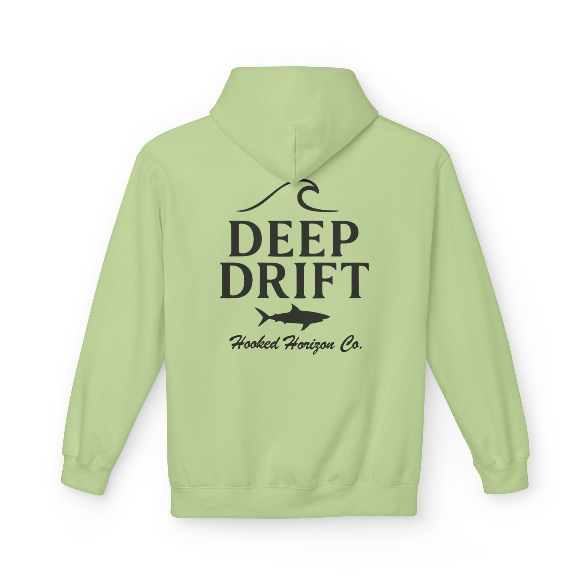 Deep Drift Wave & Shark Fishing Hoodie — Hooked Horizon Co. Pullover, Multiple Color Variations