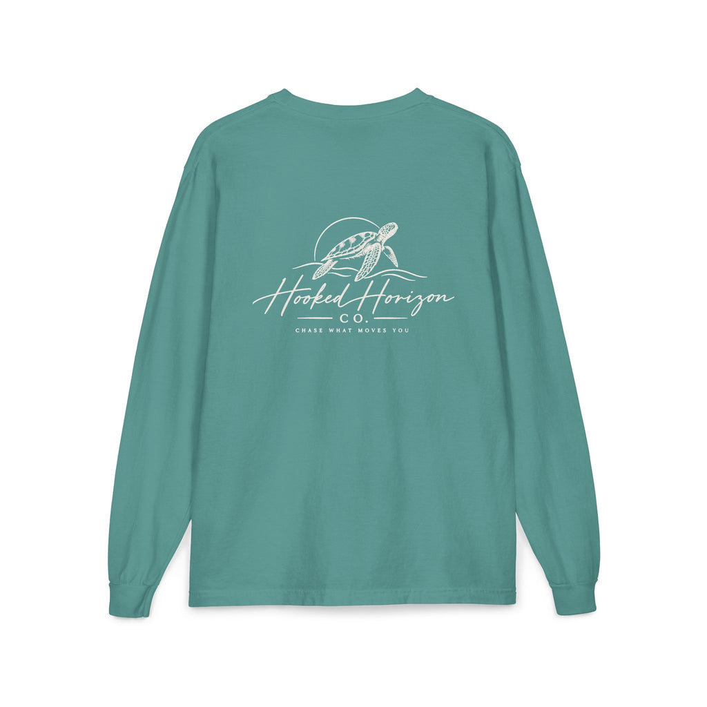 Turtle Hooked Horizon Co. – " Chase What Moves You "Unisex Long Sleeve Pocket T-Shirt