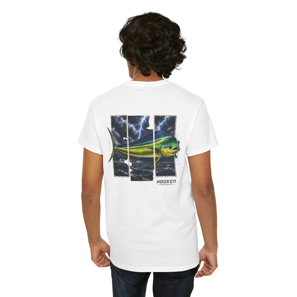 Mahi Mahi Hooked Horizon Co Tee—Ocean Graphic Tee — "Beloved" Ray Design