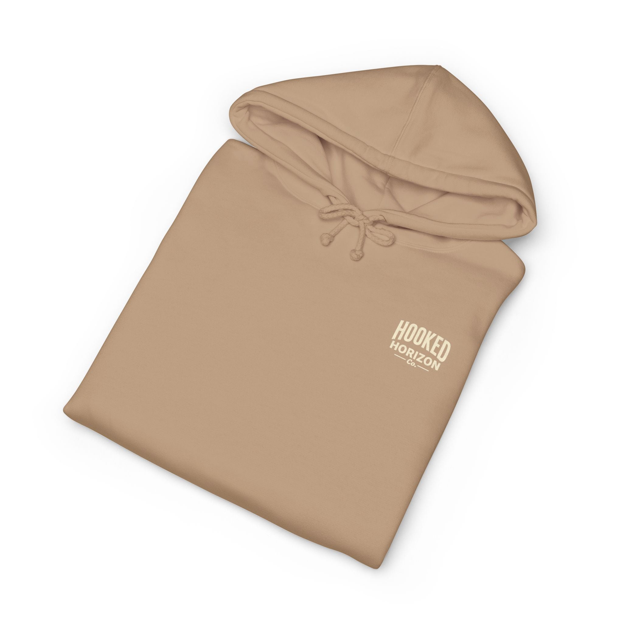 Dog & Sunset Hoodie Hooked Horizon Co. — Minimal Fishing Back Graphic Hoodie, Multiple Color Variations