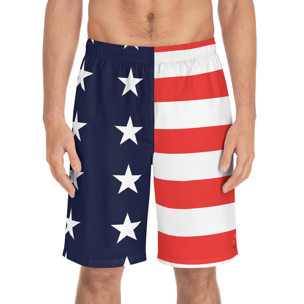USA Hooked Horizon Co. Board Shorts, Swimwear for Beach Days, Summer Vacations, Pool Parties, Surfing Attire, Water Sports