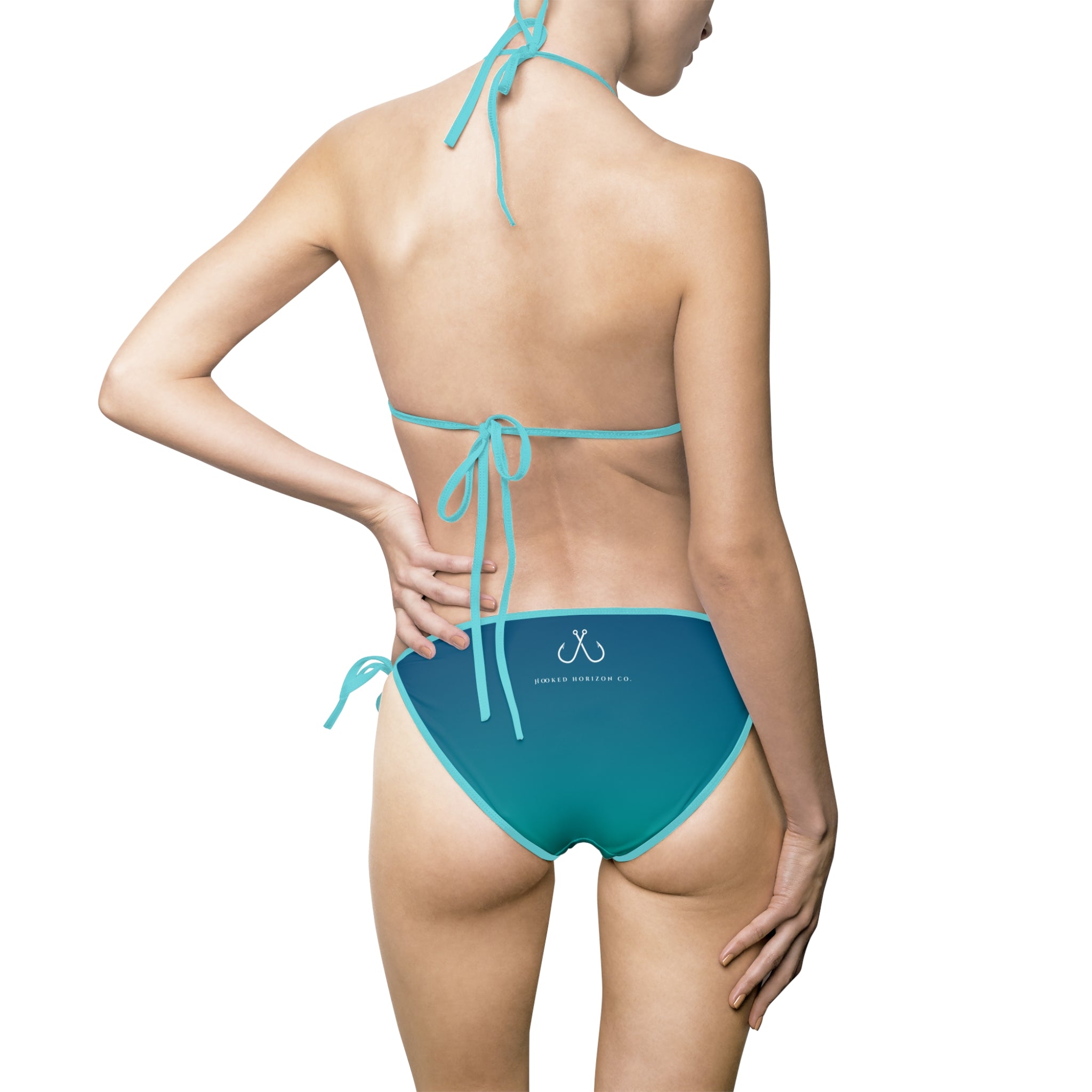 Blue To Sea Green Ombre Bikini –  Hooked Horizon Co. Swimsuit, Summer Beachwear, Swimwear for Vacations, Pool Parties, Tropical Getaways, Custom Strap Colors – Multiple Variations