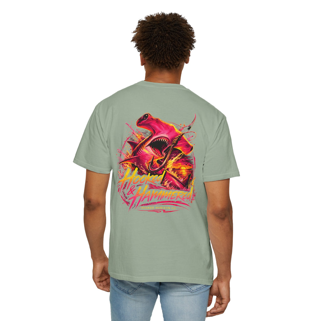 Hooked & Hammered Fishing T-shirt, Hooked Horizon Co, Angler Gifts, Shark Lovers