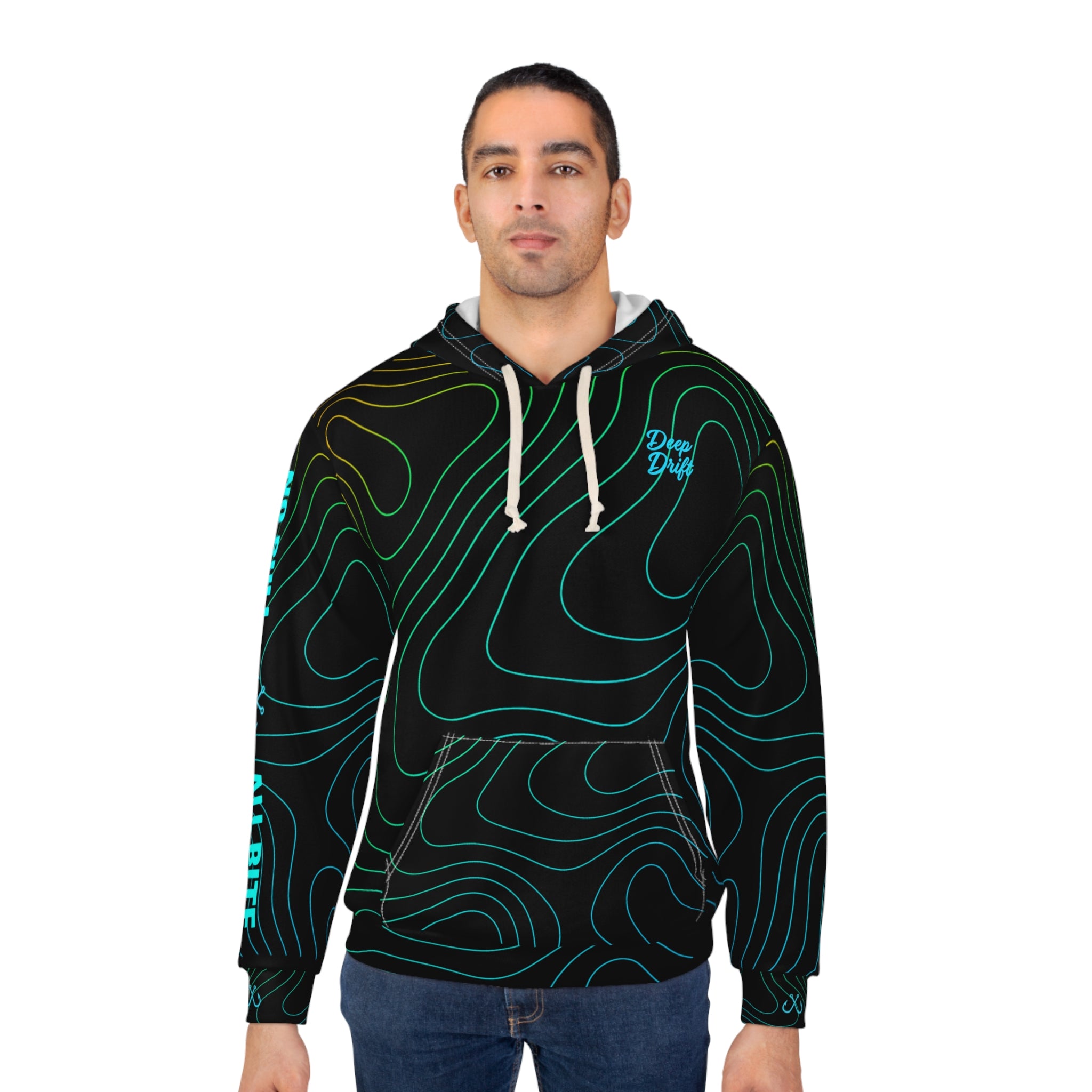 Green Octopus & Wave Topography Fishing Hoodie — Deep Drift Fishing,  Hooked Horizon Co. Neon Ombre Pullover