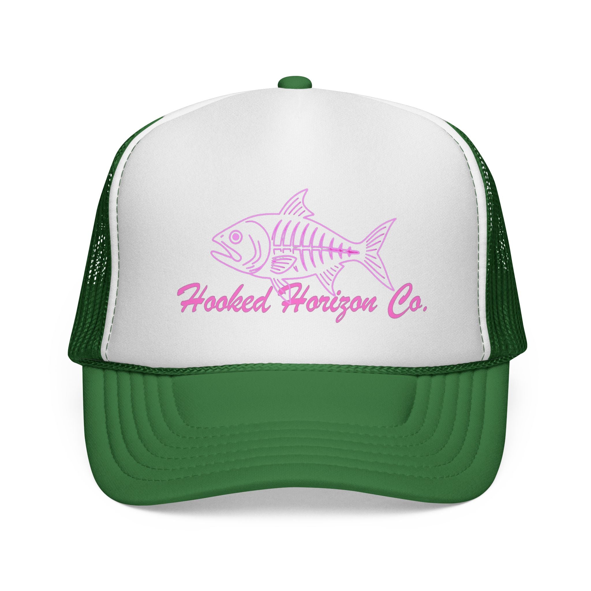 Pink Fish Bone Trucker Cap — Fishing & Beach Hat