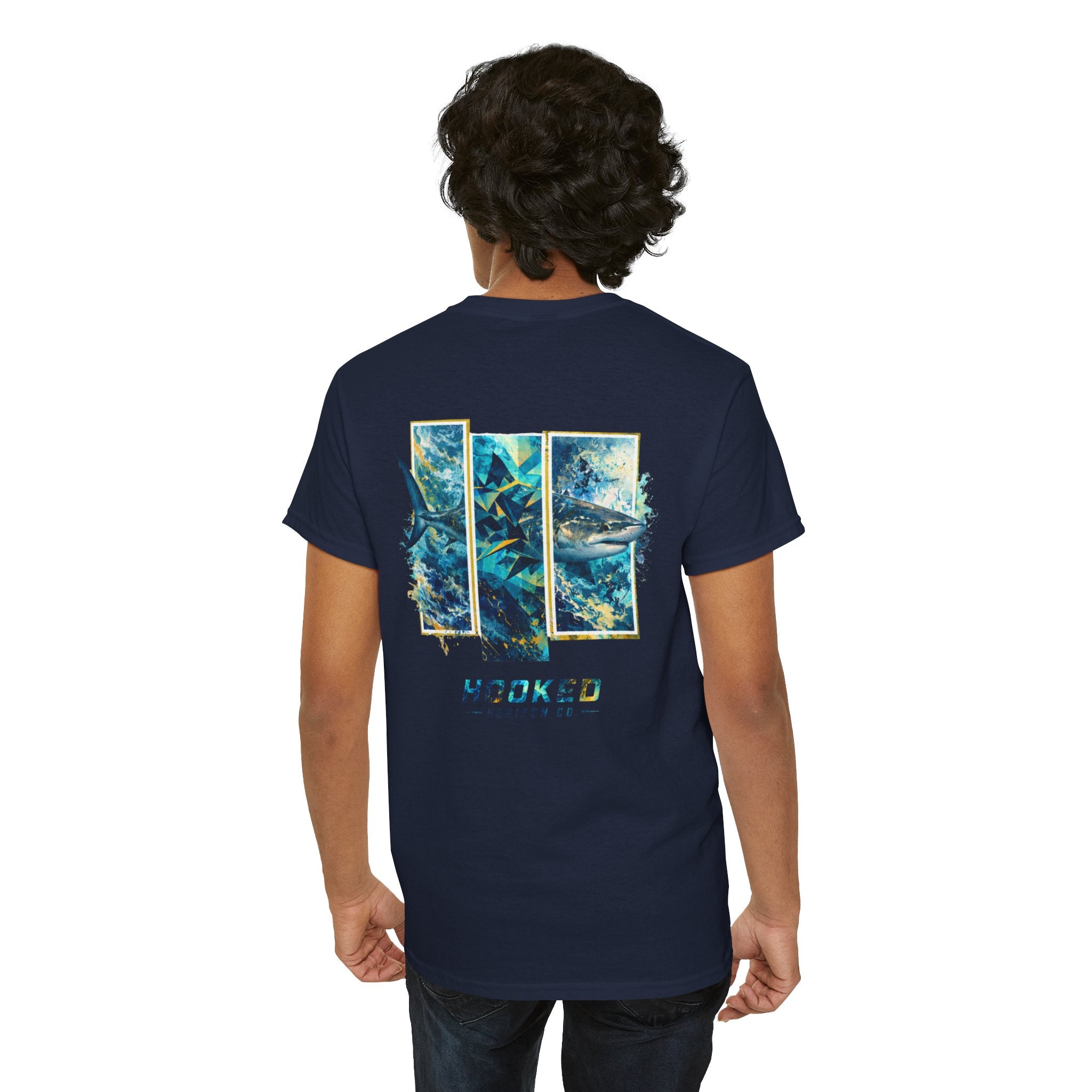 Bull Shark Hooked Horizon Co Tee—Ocean Graphic Tee — "Beloved" Ray Design