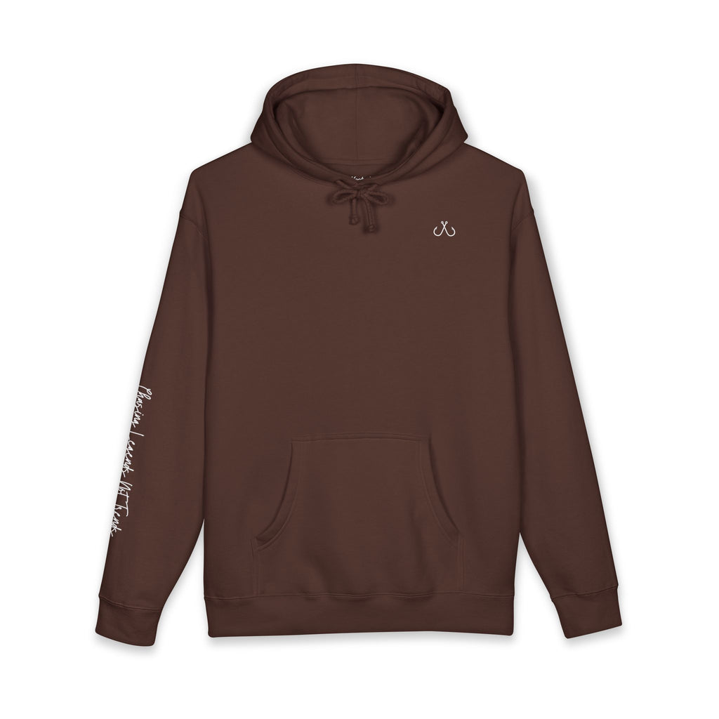 Chasing Legends Not Trends Hoodie Hooked Horizon Co. — Minimal Fishing Back Graphic Hoodie, Multiple Color Variations