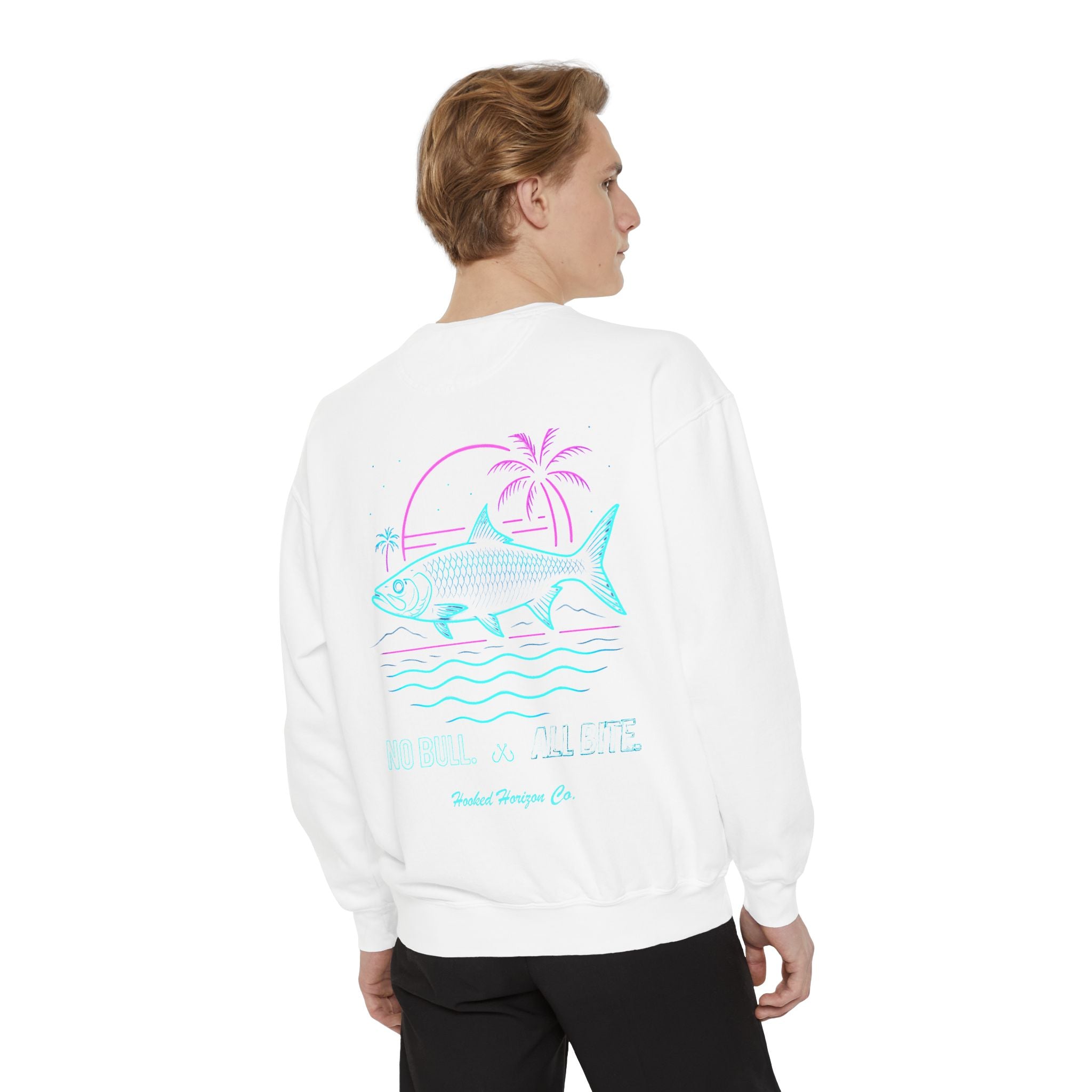 Vintage vibes Neon Tarpon Sweatshirt– Hooked Horizon Co. Ocean apparel, Gifts for Him & Her, Ocean Conservation, Soft Unisex Garment-Dyed Sweatshirt