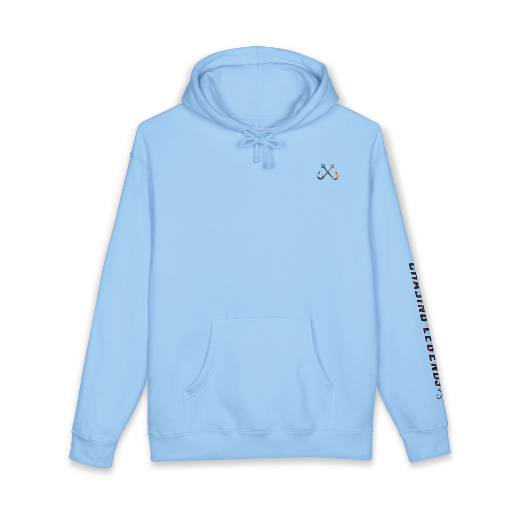 Hammer Head Hoodie Hooked Horizon Co. — Fishing Back Graphic Hoodie, Multiple Color Variations