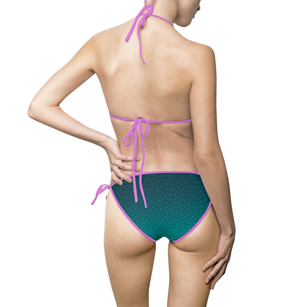 Teal Deep Drift Spotted Bikini —  Hooked Horizon Co. Swimsuit, Summer Beachwear, Swimwear for Vacations, Pool Parties, Tropical Getaways, Custom Strap Colors – Multiple Variations
