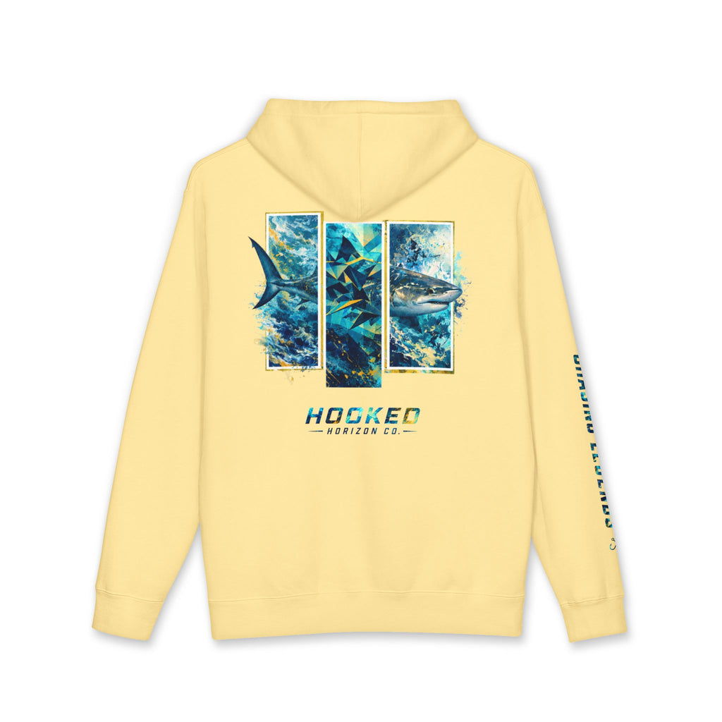 Bull Shark Hoodie Hooked Horizon Co. — Fishing Back Graphic Hoodie, Multiple Color Variations