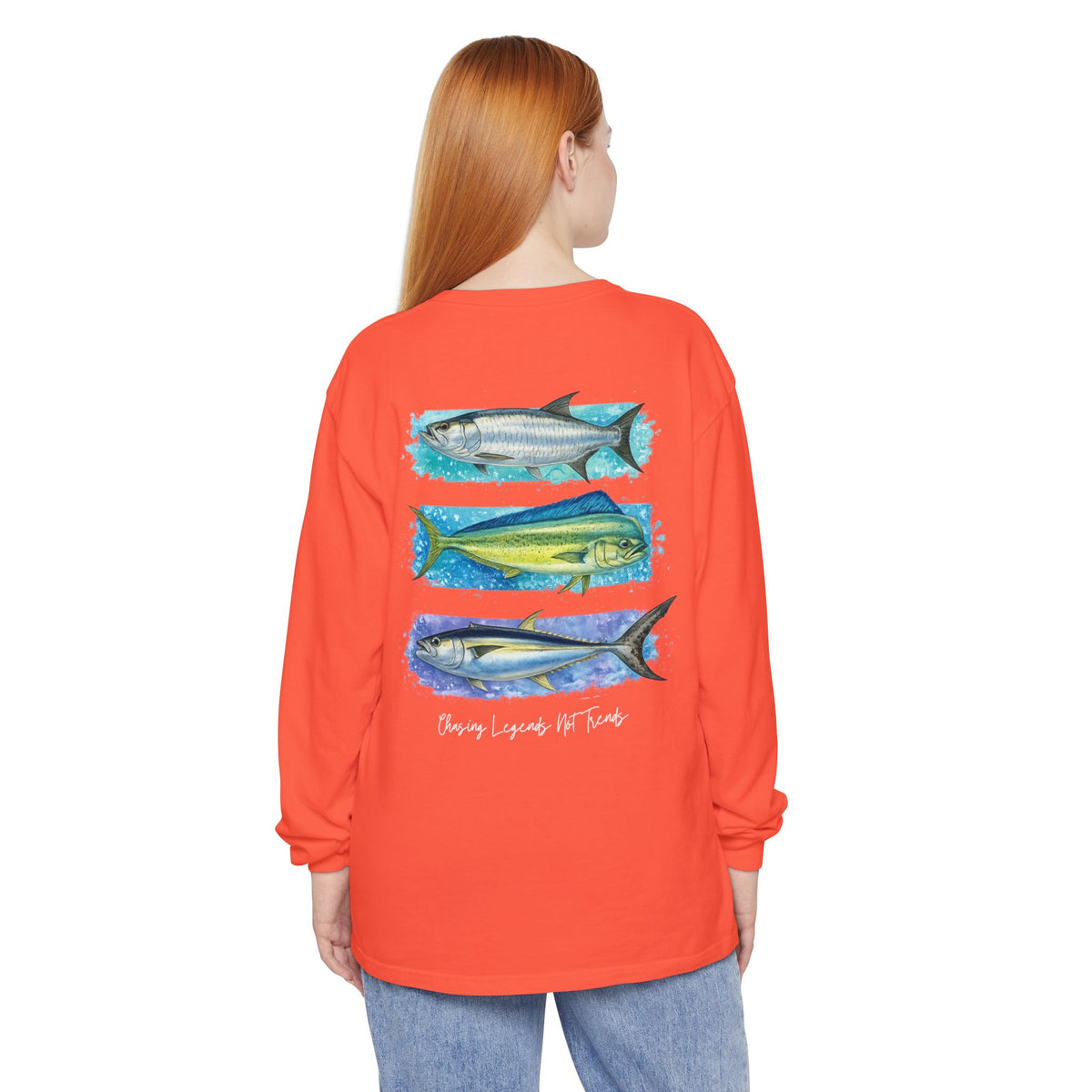 Chasing Legends Tarpon, Mahi Mahi, TunaSaltwater Fish Long Sleeve Tee — Hooked Horizon Co. Graphic Shirt