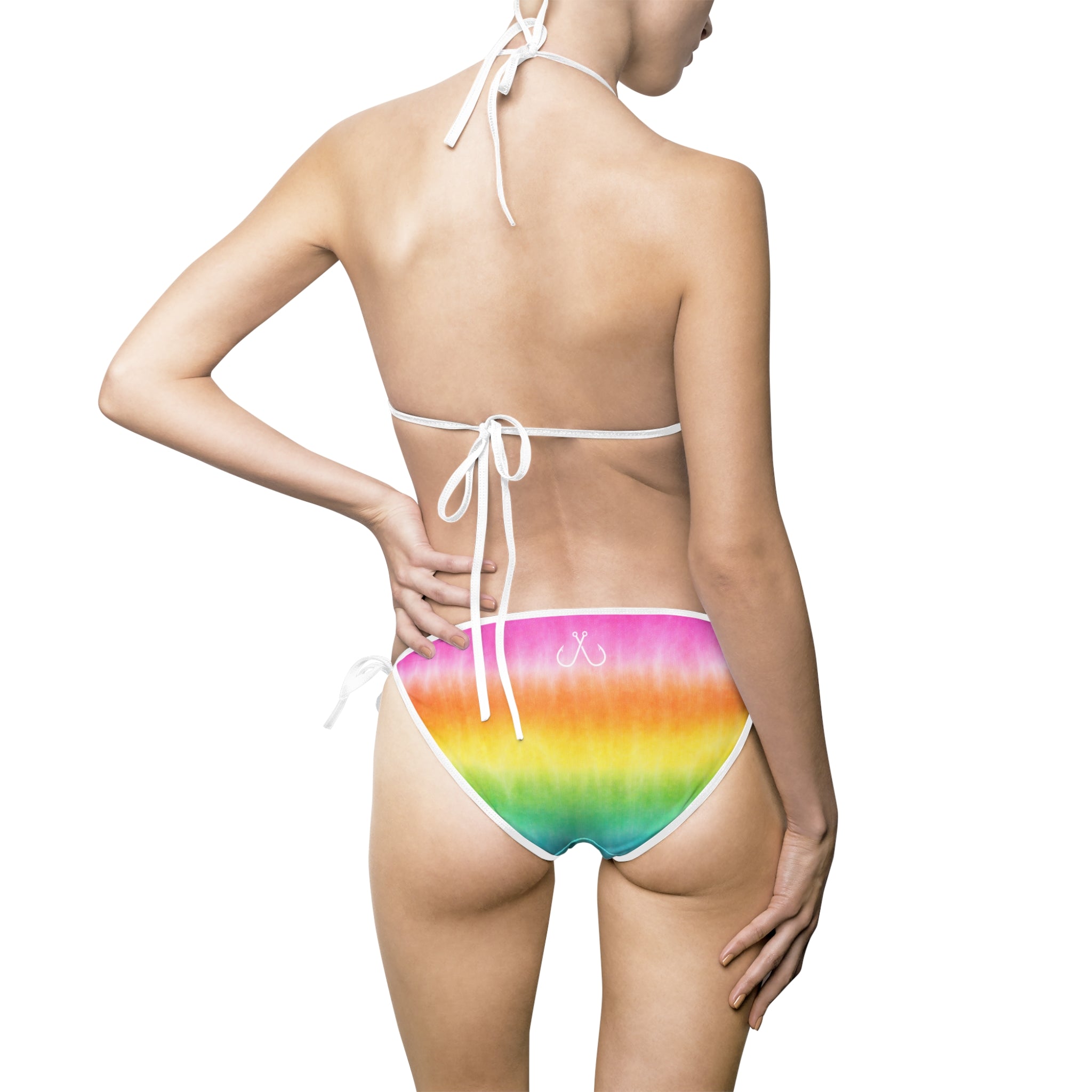 Rainbow Tie-Dye Bikini –  Hooked Horizon Co. Swimsuit, Summer Beachwear, Swimwear for Vacations, Pool Parties, Tropical Getaways, Custom Strap Colors – Multiple Variations