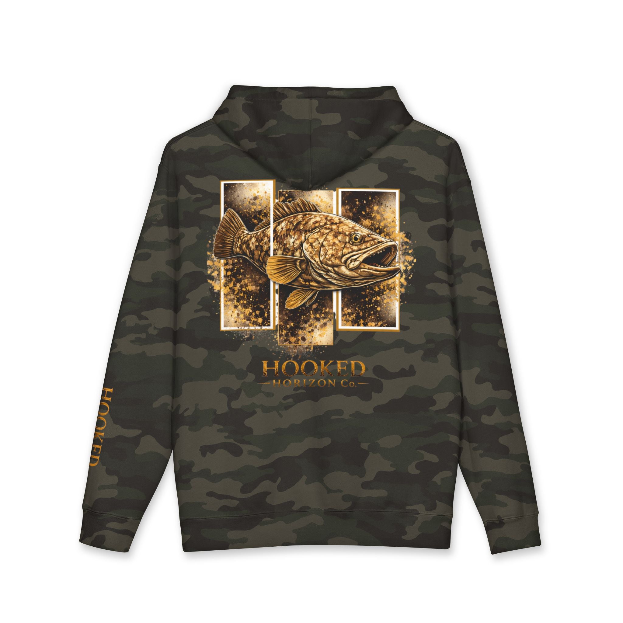 Grouper Hoodie Hooked Horizon Co. — Fishing Back Graphic Hoodie, Multiple Color Variations