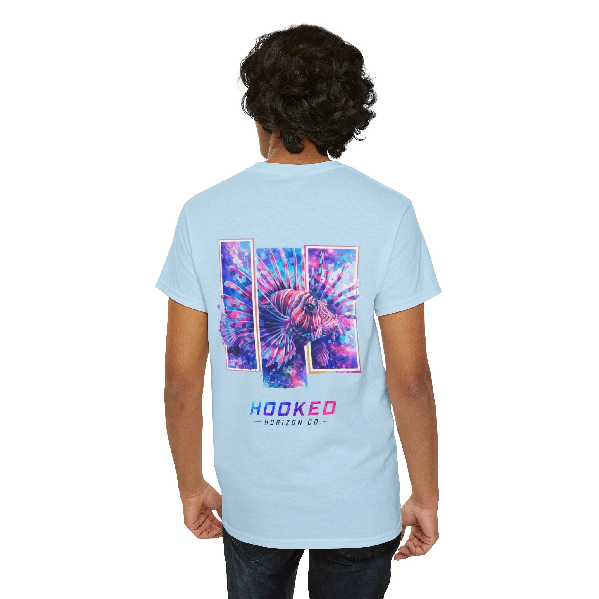 Lion Fish Hooked Horizon Co Tee—Ocean Graphic Tee — "Beloved" Ray Design