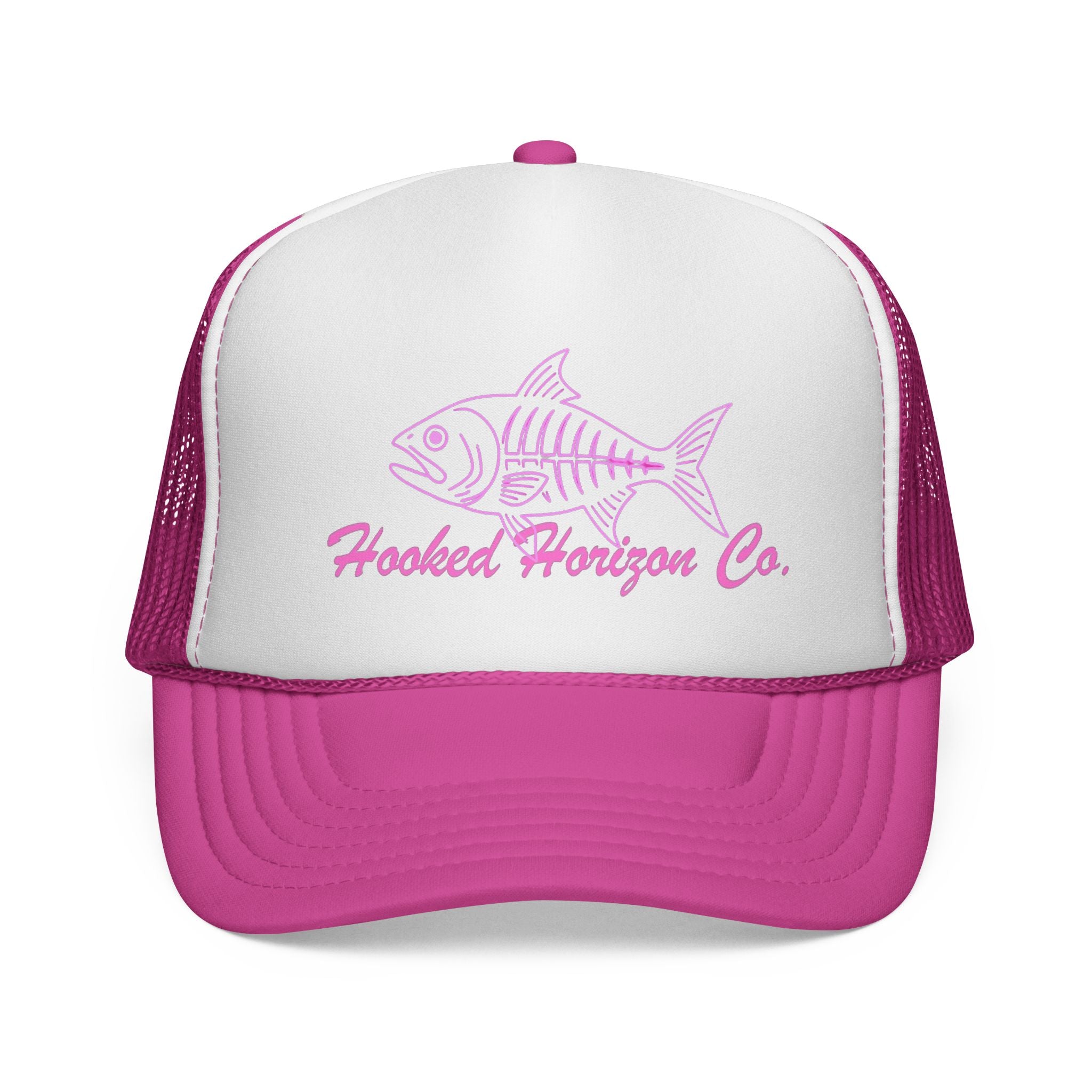 Pink Fish Bone Trucker Cap — Fishing & Beach Hat
