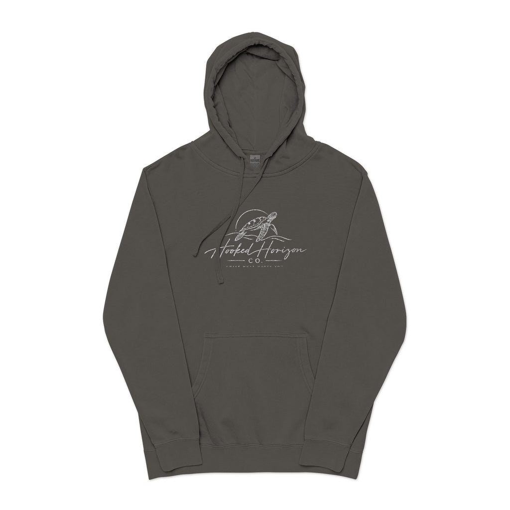 Turtle Hooked Horizon Co – " Chase What Moves You "Unisex Pigment-Dyed Hoodie