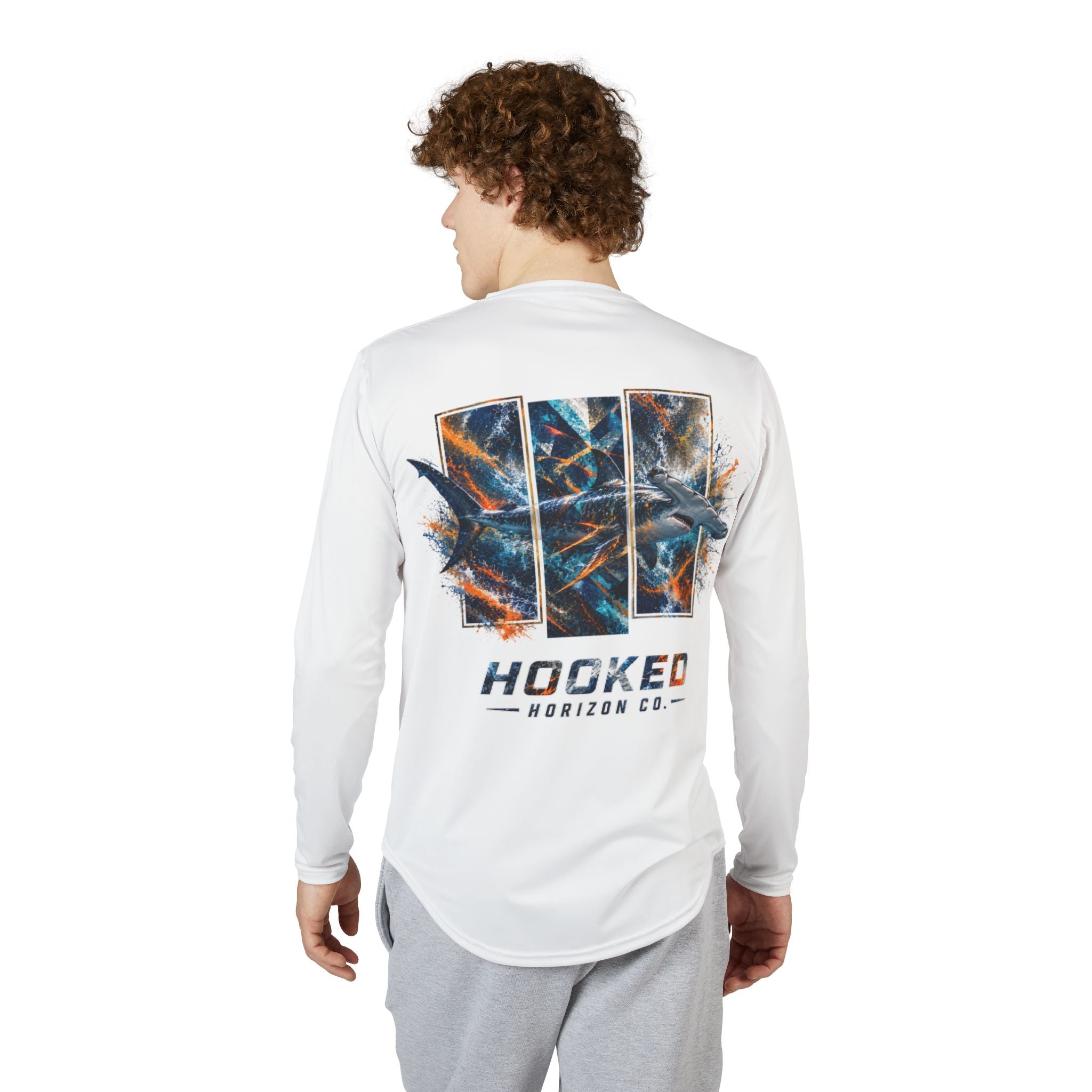 Hammer Head Hooked Horizon Co — Men's Long Sleeve UV Shirt — Chasing Legends Not Trends Orca Ocean Graphic Performance Tee