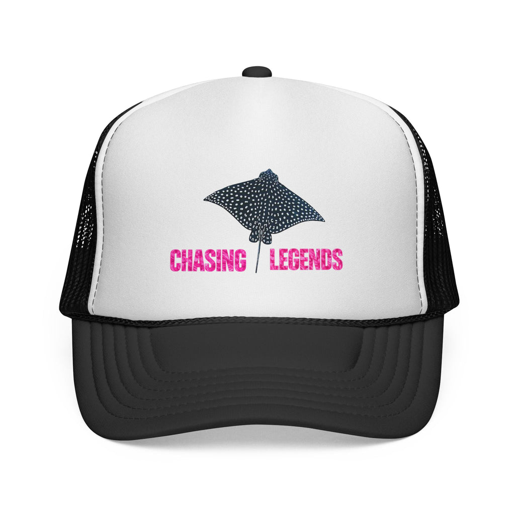 Spotted Ray Neon Pink Chasing Legends Trucker Cap — Fishing & Beach Hat