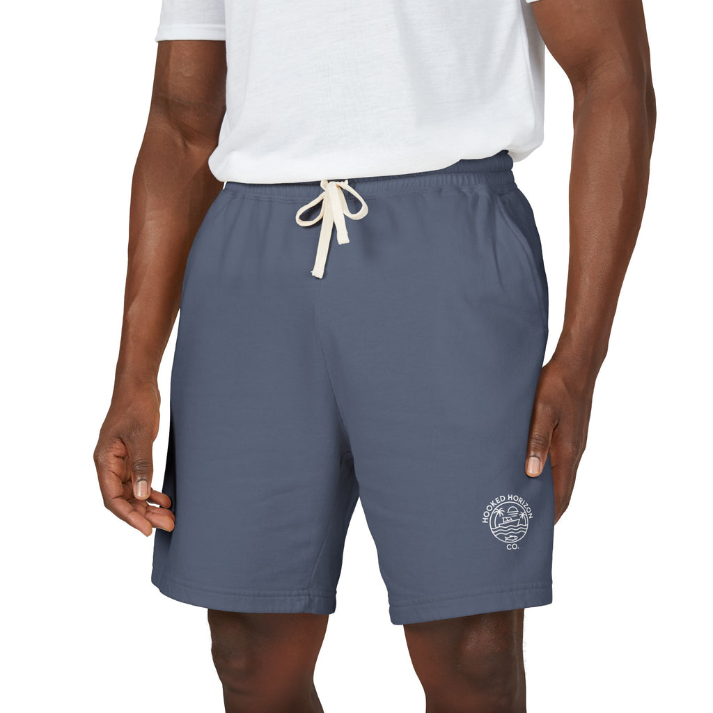 Hooked Horizon Co.  80s Inspired Fleece Sweat Shorts — Lightweight Garment-Dyed Lounge Shorts