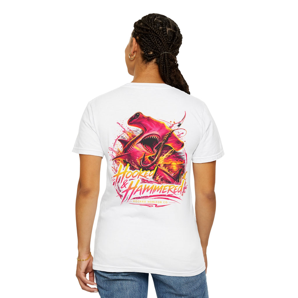 Hooked & Hammered Fishing T-shirt, Hooked Horizon Co, Angler Gifts, Shark Lovers