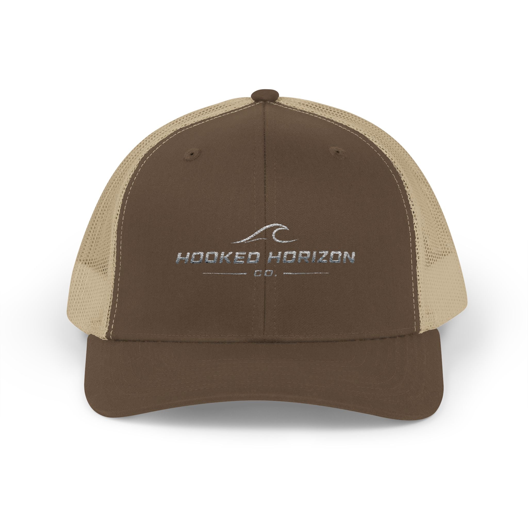 Wave Hooked Horizon Trucker Cap — Embroidered Fishing Snapback