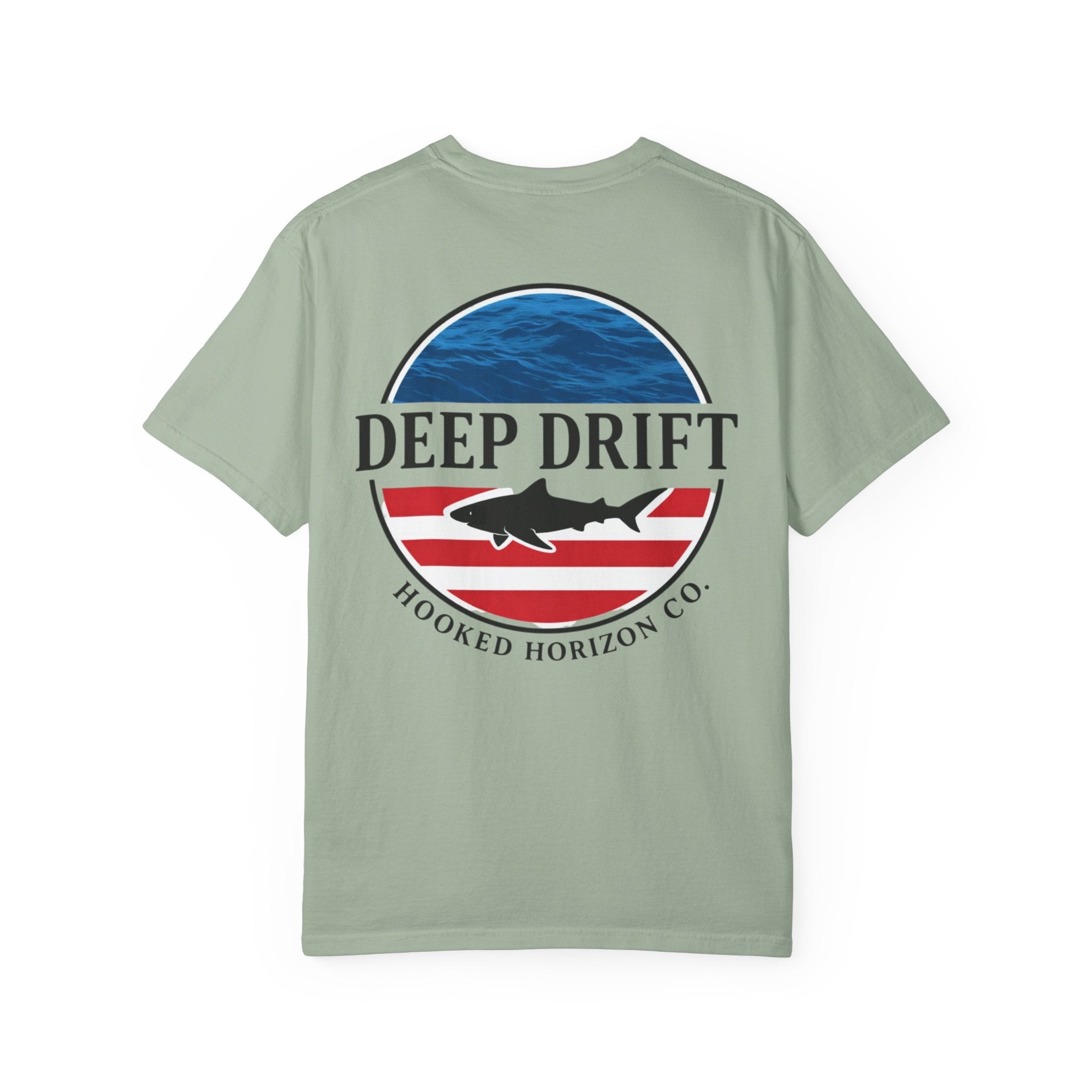 USA Deep Drift Fishing T-Shirt - RED, WHITE & BLUE Fishing Tee for Angler Lovers, Shark Lovers, Ocean Tee