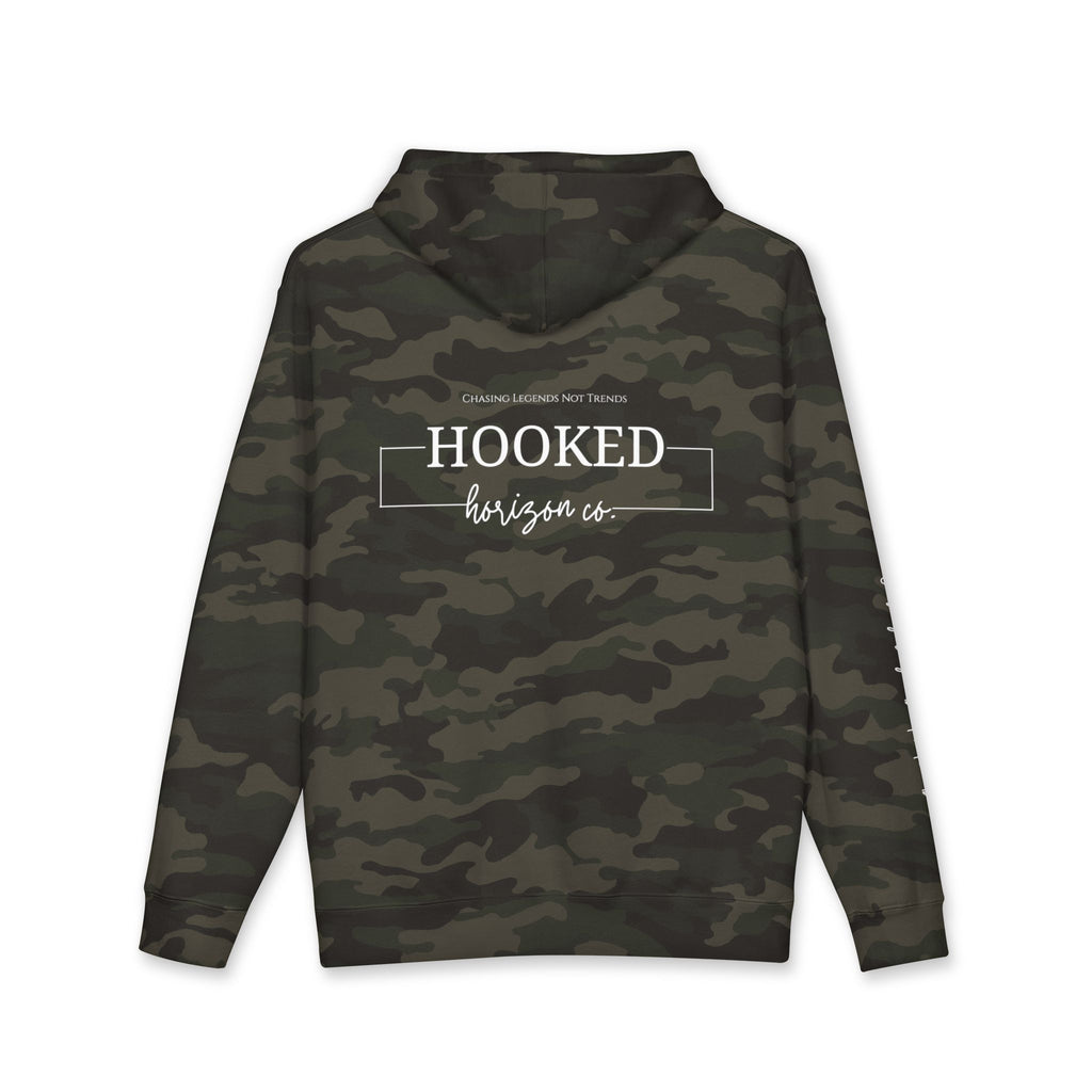 Chasing Legends Not Trends Hoodie Hooked Horizon Co. — Minimal Fishing Back Graphic Hoodie, Multiple Color Variations