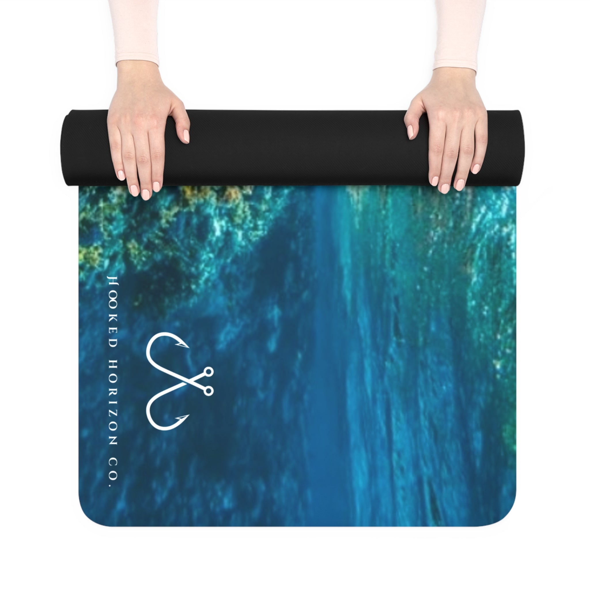 Blue & Green Ocean-Inspired Rubber Yoga Mat for Mindfulness, Fitness, Eco-Friendly Exercise, Home Workouts, Gift for Yogis