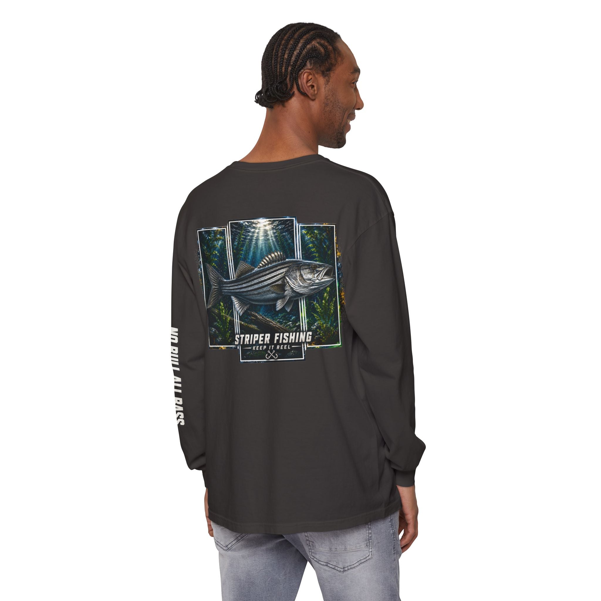 Saltwater Sea Striper Fishing Long Sleeve T-Shirt, Ocean Adventure Apparel, Boat Trip Shirt, Coastal Style, Gift for Fishermen